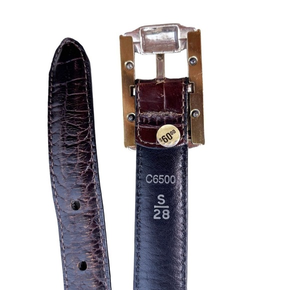 BRIGHTON Crocodile Embossed Leather Belt with Metal Embellished Hardware Size S - Picture 12 of 14